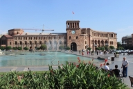 The fountains of Republic Square come alive at night